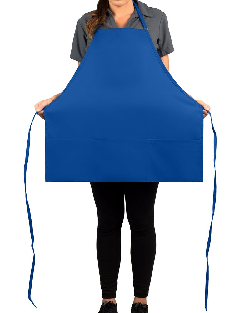 KNG Royal Blue 3 Pocket Adjustable Bib Apron for Men and Women - Pack of 6 - Image 5